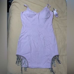 Bodycon Fringe Rhinestone Western Pink Dress